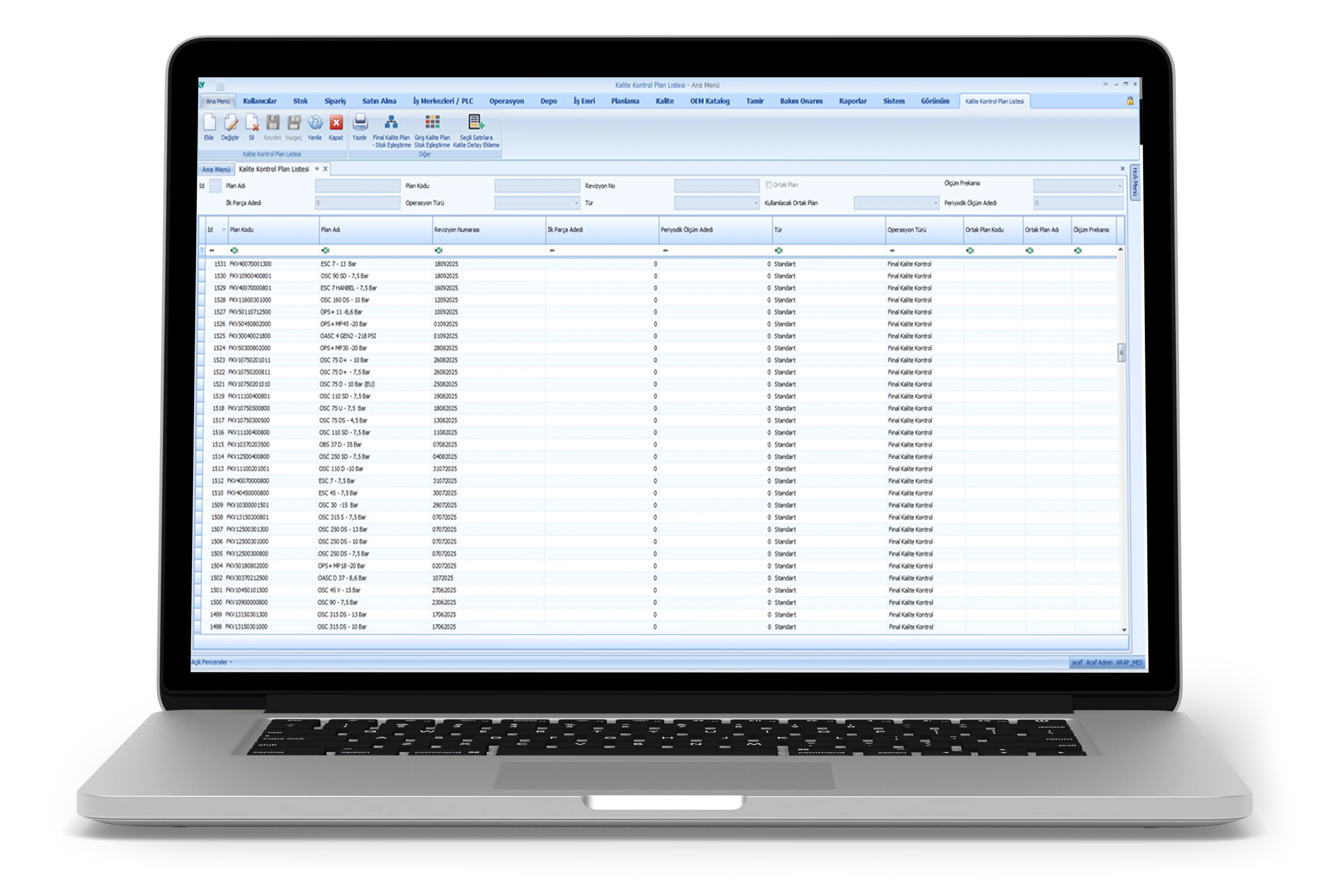 Kalite Kontrol Plan Listesi